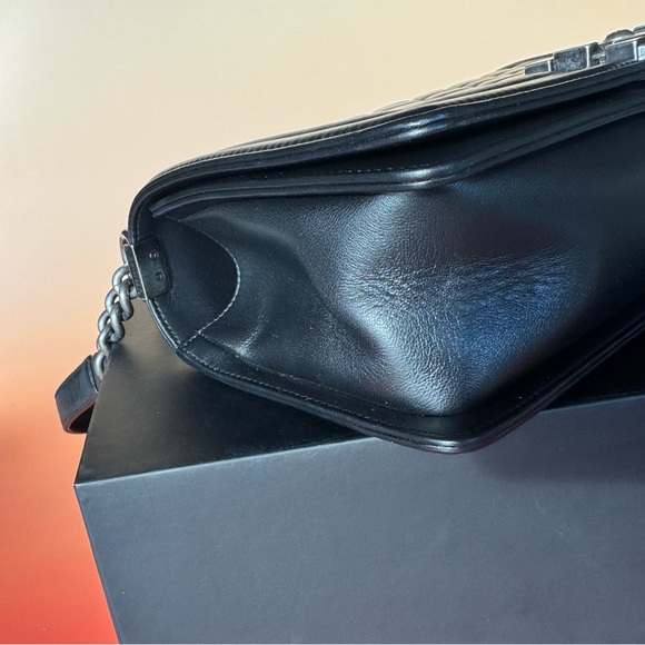 Chanel Black Quilted Leboy Bag , Lambskin leather Silver Accents.COA included - Picture 11 of 16